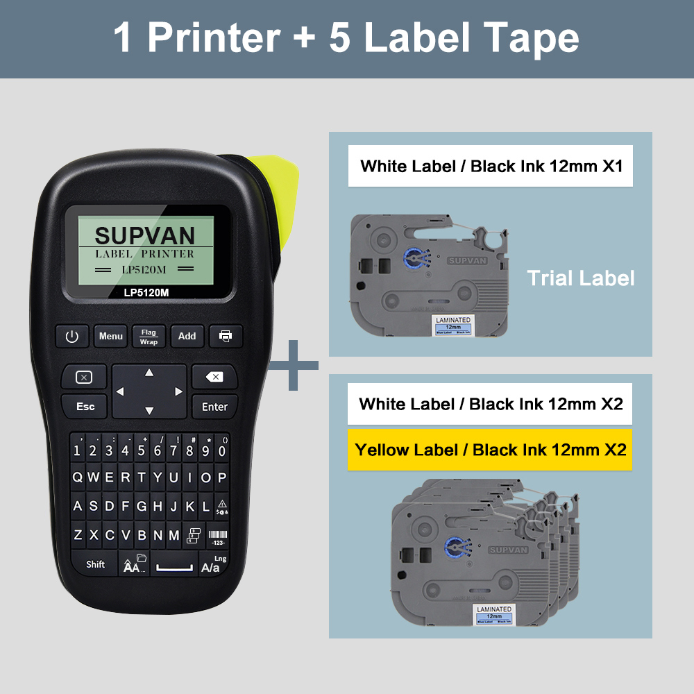 Supvan-máquina de impresión de etiquetas portátil LP5120M, máquina de etiquetas de transferencia térmica, varios idiomas, novedad