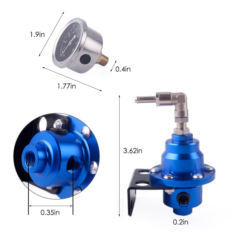 Universal Adjustable Fuel Pressure Regulator Tomei Type with Original Gauge and Instructions Motocycle Parts