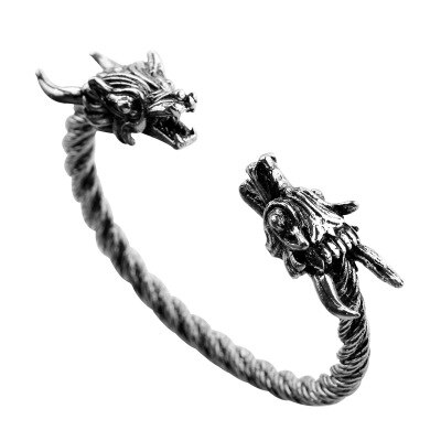Pulseira punk gótica preta masculina, bracelete para homens e meninos, joia norse de dragão: 3