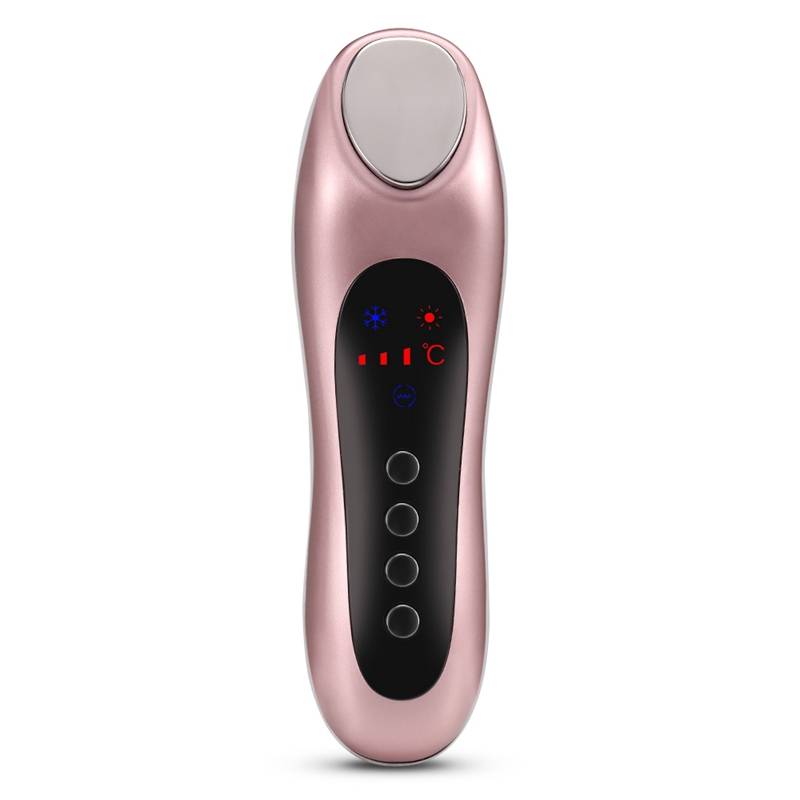 Masajeador Facial eléctrico ultrasónico, vibrador de piel Facial, instrumento de belleza de iones de calor y frío para cuidado y belleza Facial: Gold