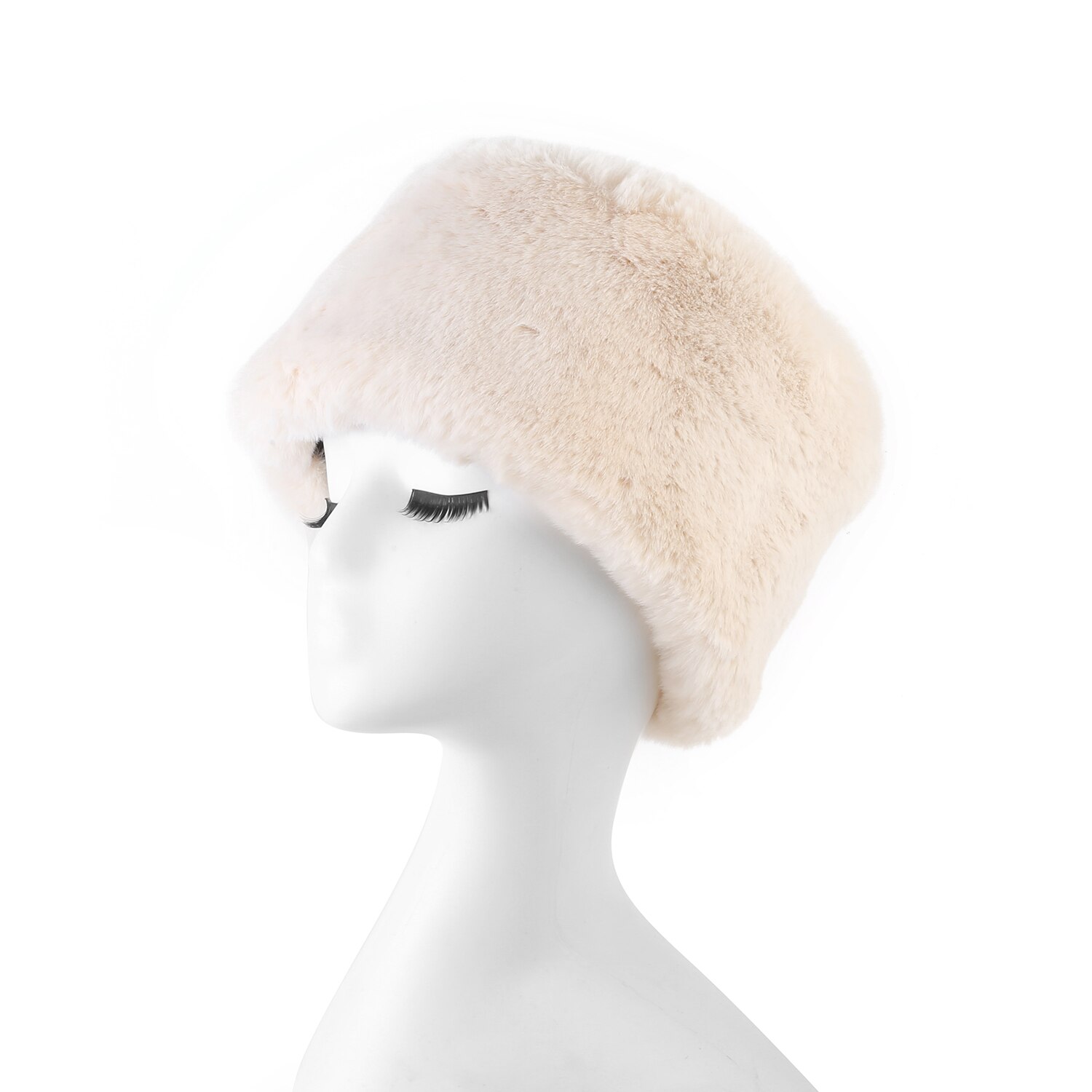 Stil varm pink rød hvid imiteret pels vinterhat ørebeskyttelse bomberhat kvinder imiteret pels leopard russisk hat: Lys beige