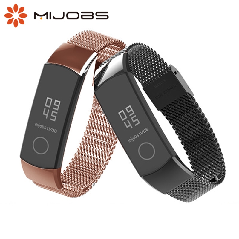 Mijobs Buckle Milanese Metal Strap Wristband Stainless Steel Bracelet For Huawei Honor Band 4 5 Smart Accessories Replacement