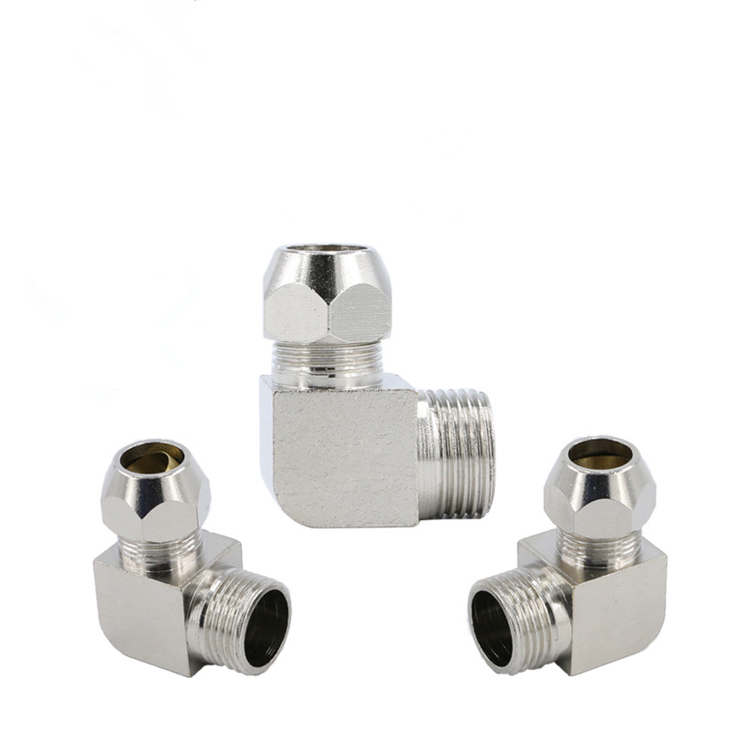 5pcs/lot copper fitting1/4" x 6mm elbow Ferrule Tube Pipe Fittings Threaded Male Connector, brass fitting