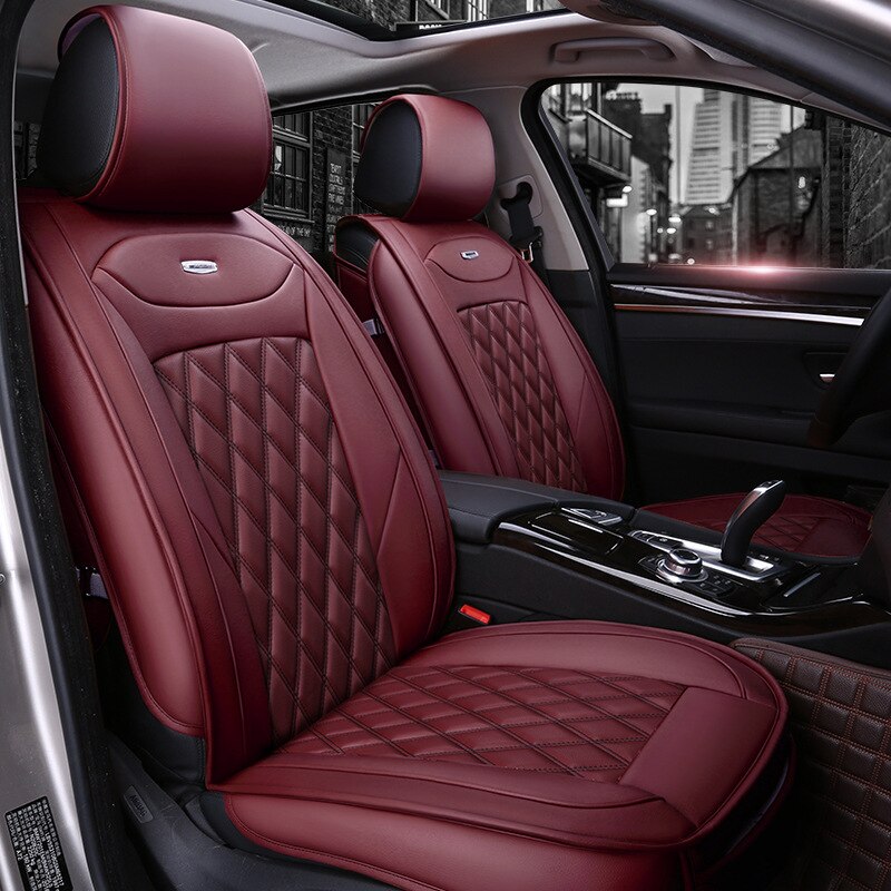 Pu Lederen Faux Lederen Auto Bekleding Set Universele Auto Stoelhoezen Voor Auto 'S Fit Voor Meest Suv Protector Mat auto Accessoires: 1PCS Red