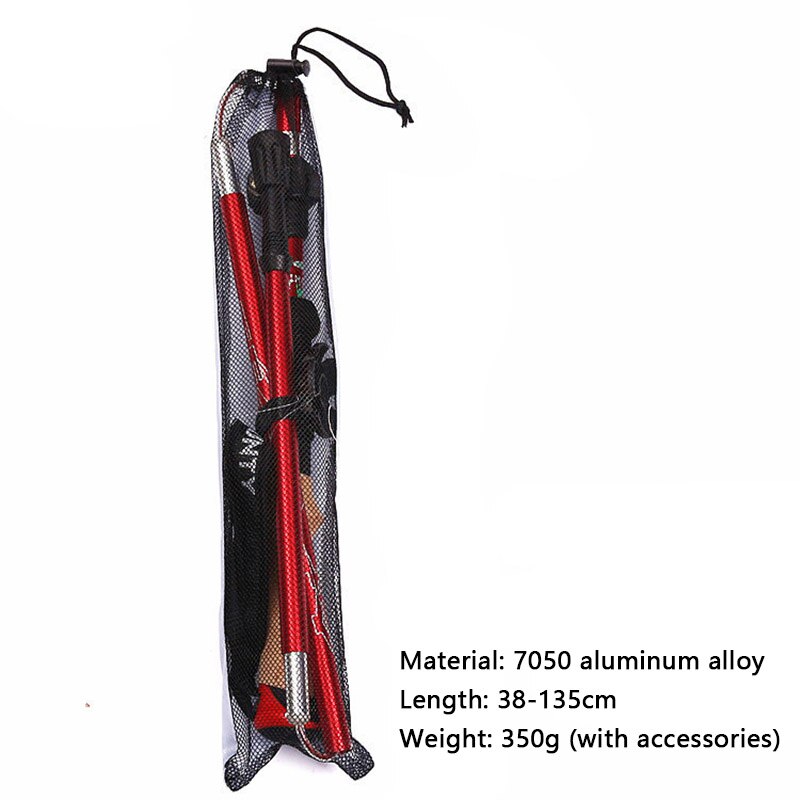 Walking Stick 37-138cm 5 Section Aluminum alloy Foldable Mountain-climbing Crutch Outdoor Hiking Stick