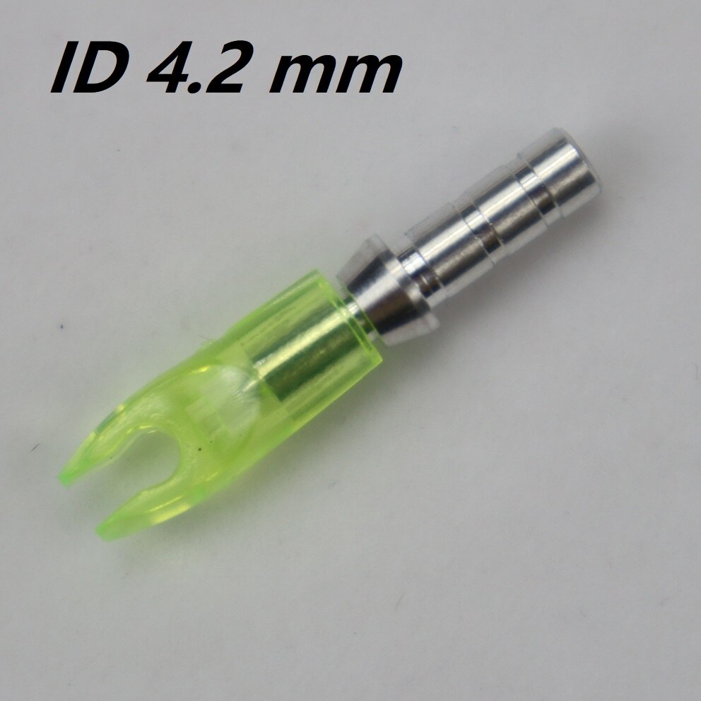 36pcs Arrow Pin Nocks Arrow Nock +Aluminum Pin For 4.2 mm 6.2 mm Carbon Arrow Shaft DIY Archery Accessories: ID 4.2 mm yellow 2