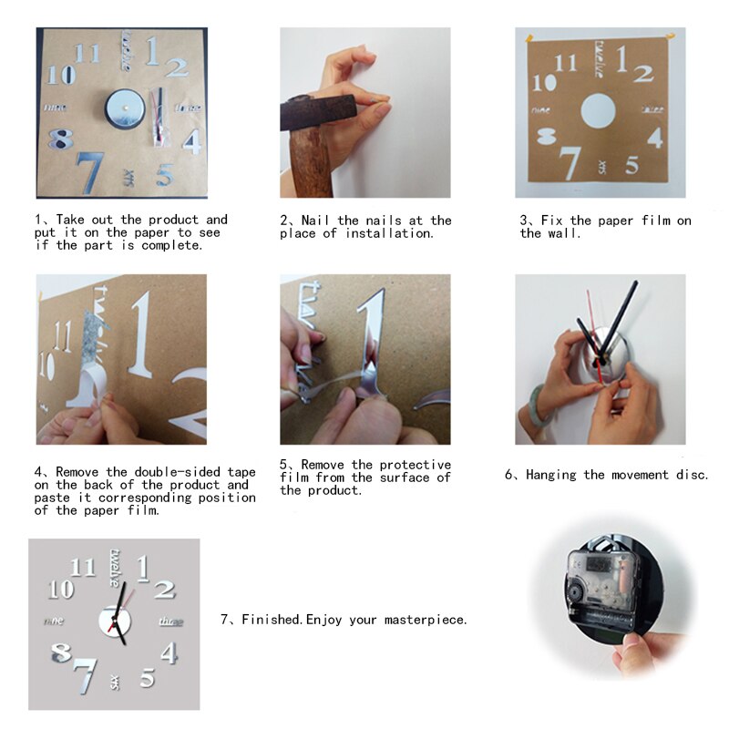 DIY Wall Clock 3D Mute Mirror Stickers Self-Adhesive For Living Room Office Decoration Modern Quartz Needle Hanging Clock