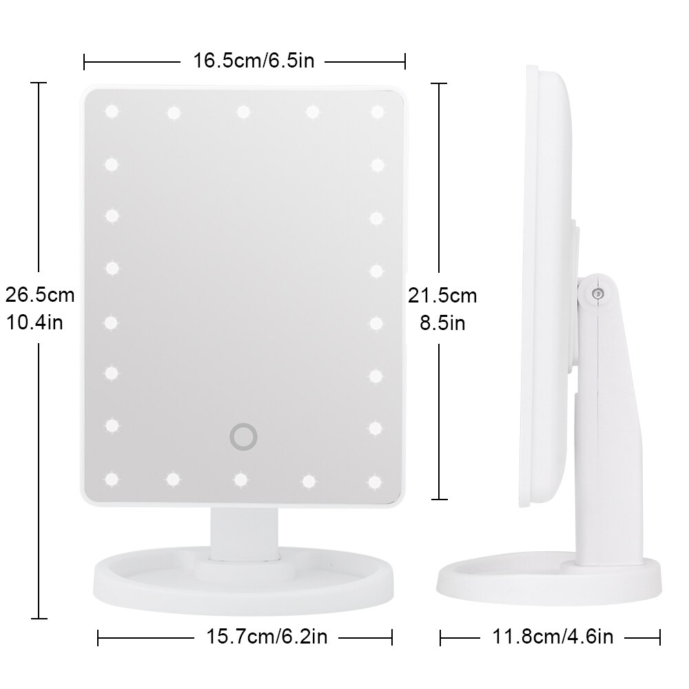 Kaptafelspiegel met verlichting, 16/22 led-helder touchscreen, flexibele cosmetische spiegel met vergrootglas , 10x 1x kaptafelspiegels