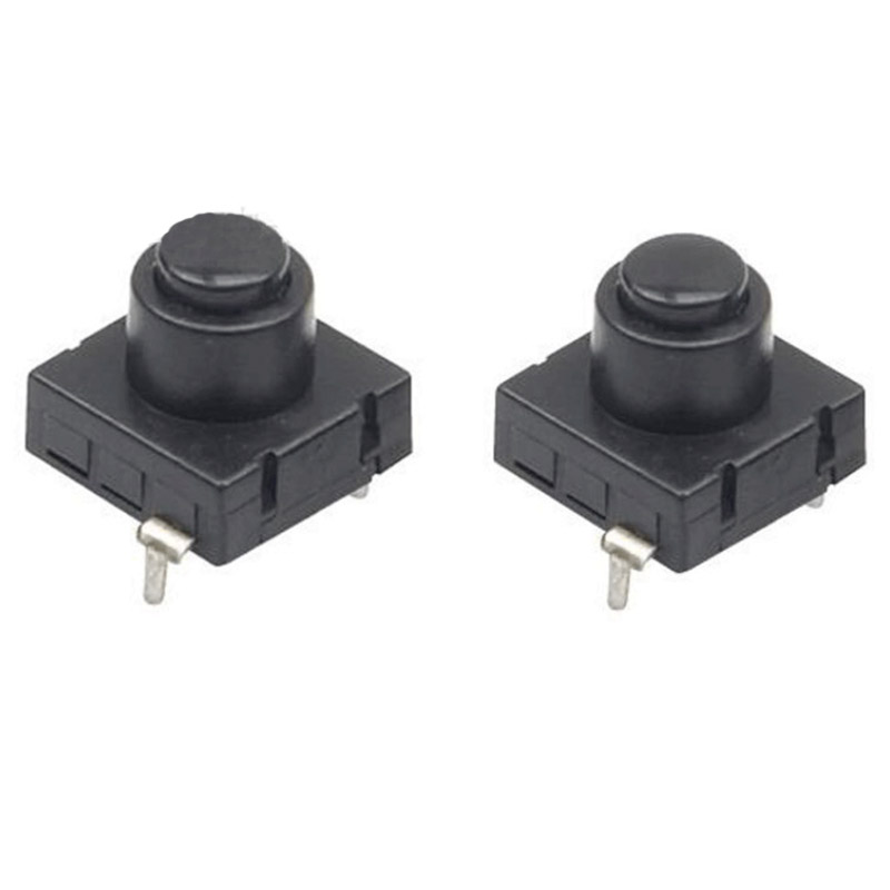 10pcs flashlight switch button switch 12 *12 mm flashlight 2 foot switch self-locking switch ON OFF black