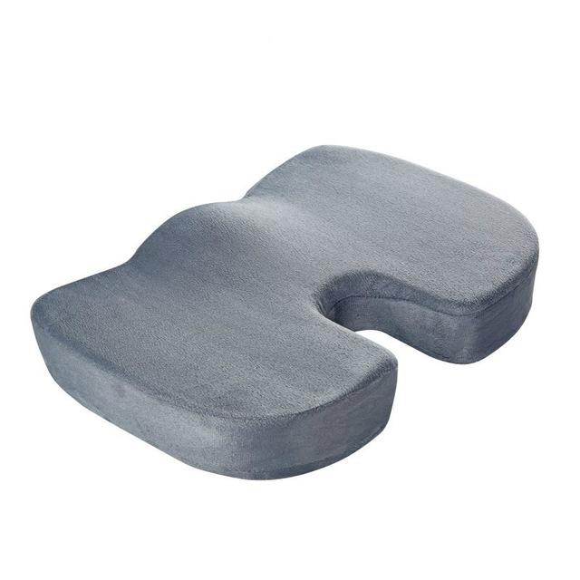 Reise pustende setepute coccyx ortopedisk minneskum sete massasjestol pute pute bil gel svamp u-formet setepute: Fløyelsgrå