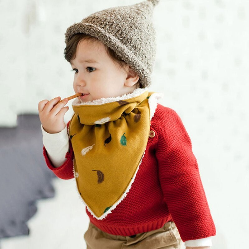 Baby Thick Warm Triangle Scarf Saliva Towel Feeding Bib Toddler Soft Burp Cloths Infant Winter