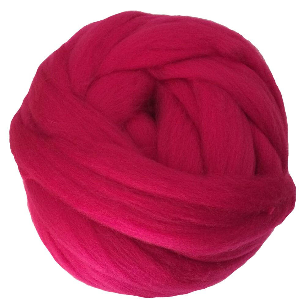 Chunky strik tæppe garn super blød bulk roving merino uld garn alternativ tæppe tørklæde sweater hånd strikke garn 250g: Rosenrød