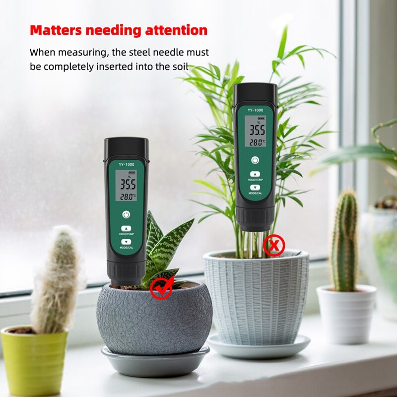 ABSF 3 in 1 Digital Soil EC Moisture Temperature Meter Humidity Tester LED Display Remove Probes Test Analyzer
