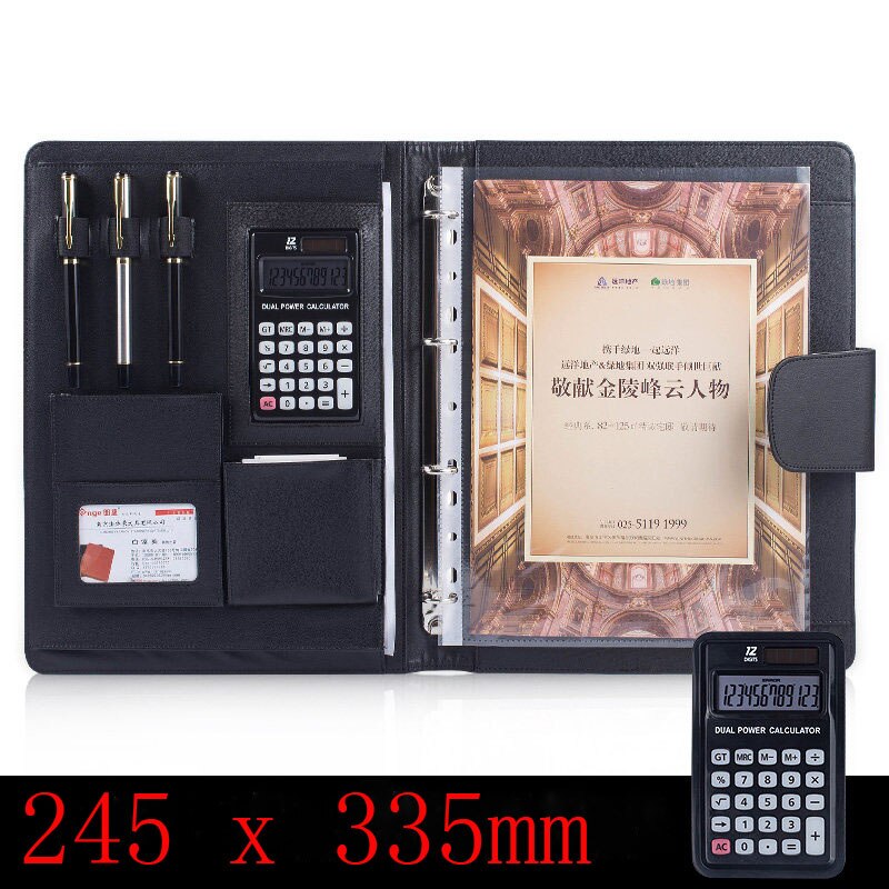 Multifunctionele map  a4 ,  pu-lederen documentenmappen met 4- ringen in briefformaat. voor documentenmappen van 8.5 x 11 inch.: Zwart 1