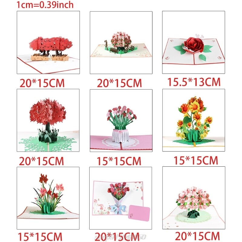 3D Pop-Up Flower Floral Greeting Card for Birthday Mothers Father's Day Graduation Wedding Anniversary D10 20