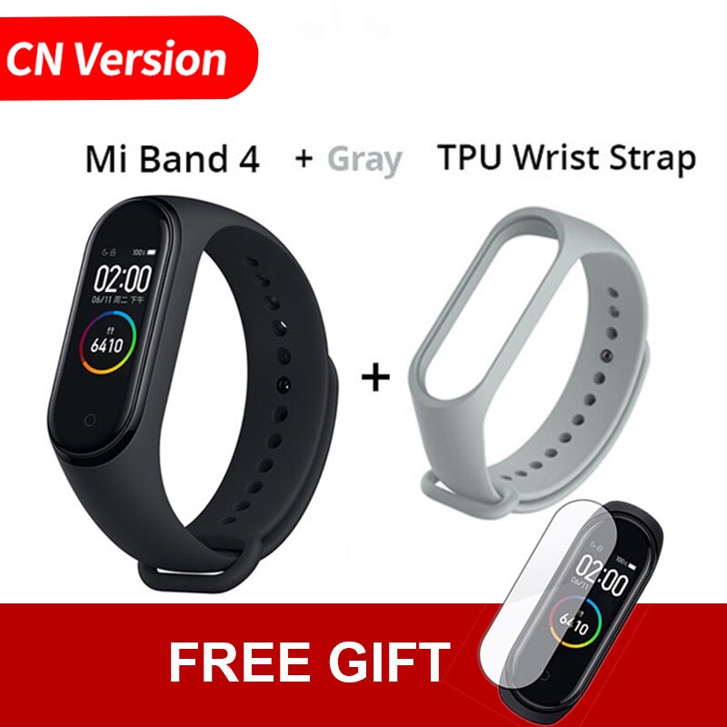 In Voorraad! Xiaomi Mi Band 4 Smart Kleur Screen Armband Hartslag Fitness 135Mah Bluetooth 5.0 50M Zwemmen waterdicht: CN add Gray TPU