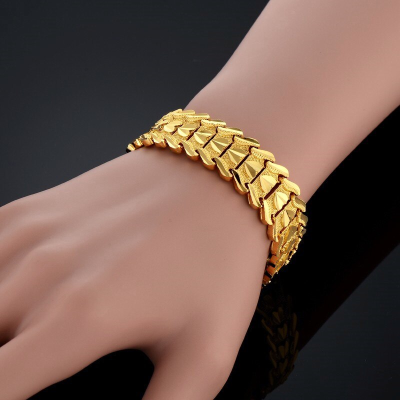 Heren armband punk biker stijl goud grote brede 15mm dames dikke schakelarmbandjes vaderdag