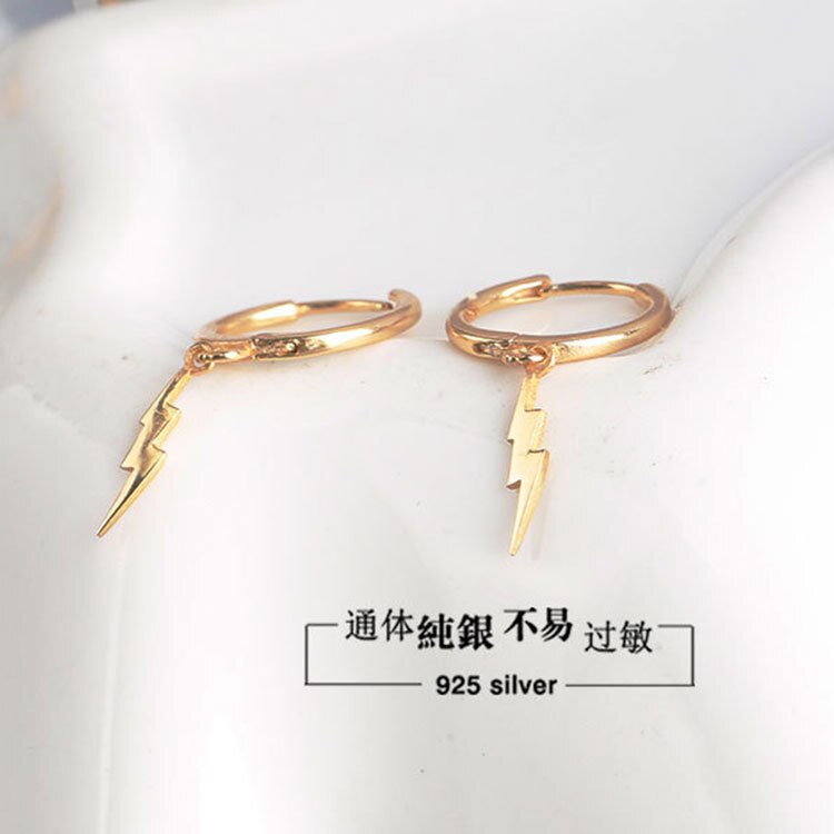 REETI 925 Sterling Silver lightning Hoop Earrings for Women Animal Silver Jewelry Trendy