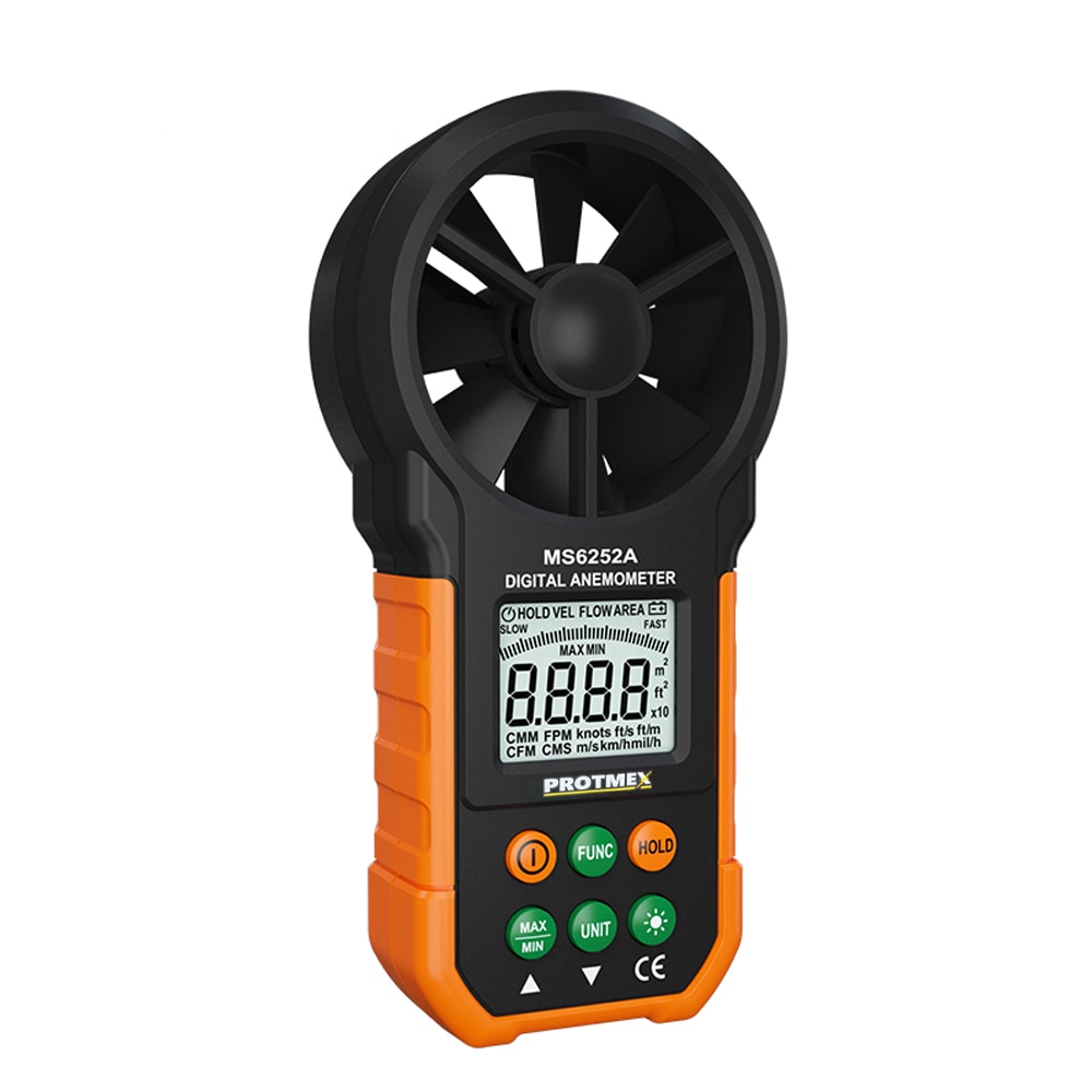 Digital anemometer , ms6252a håndholdt vindhastighedsmåler måler luftvolumenmåler lufthastighedsmåling flowmåler