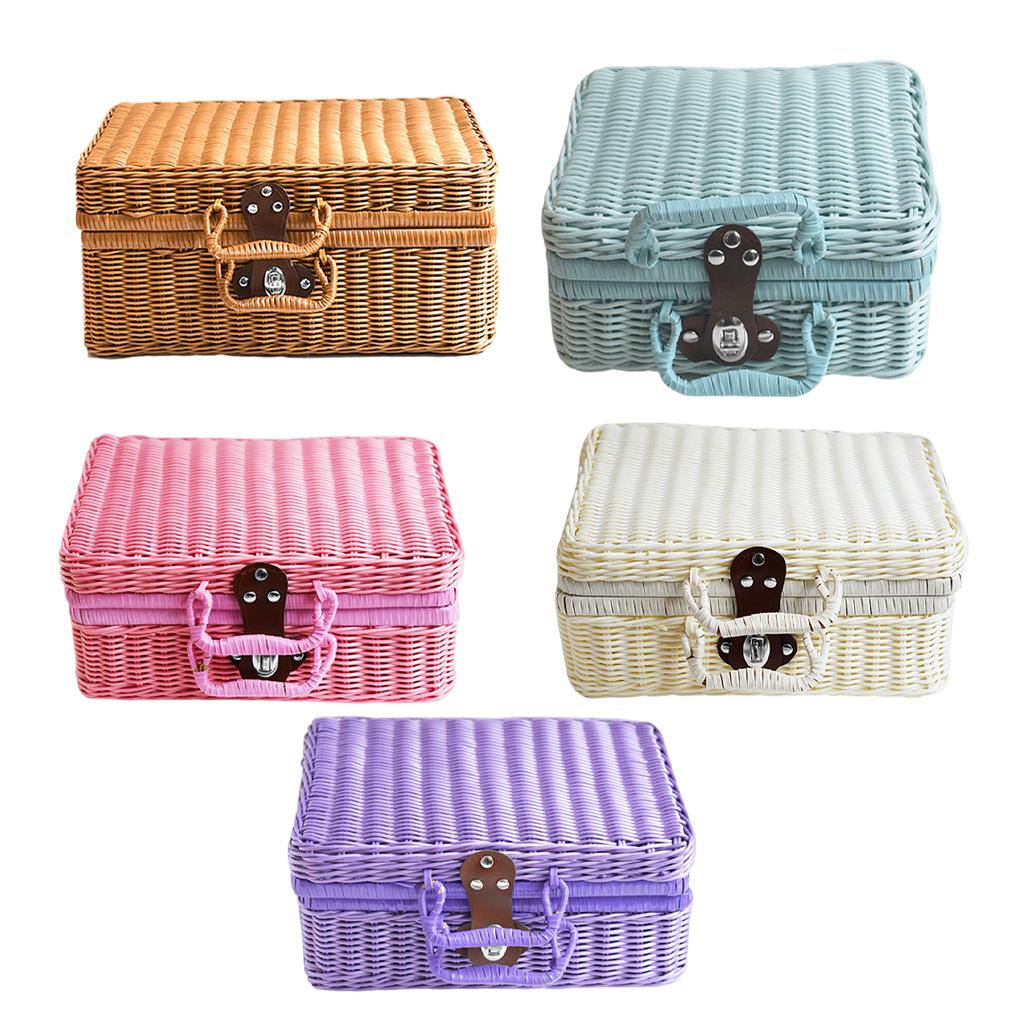 Valise tissée en osier, panier de stockage des aliments, Portable, pour jardin, Patio