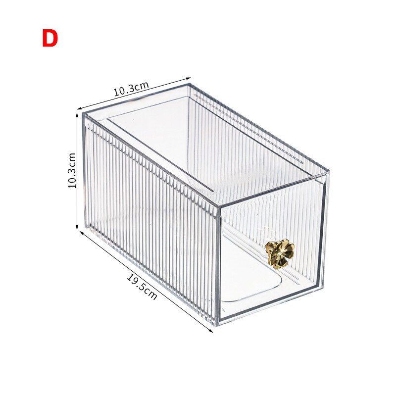 Vanity Clear Makeup Organizer Drawers Stackable Skin Care Products Cosmetic Display Beauty Case Cotton Pad Jewelry Storage Box: D