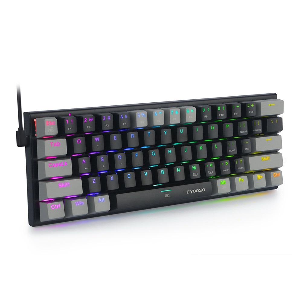 ! 61 Keys Mechanical Keyboard Game Keypad RGB Backlight Type-C USB Wired Waterproof 60% PC Gaming Keyboard for PC