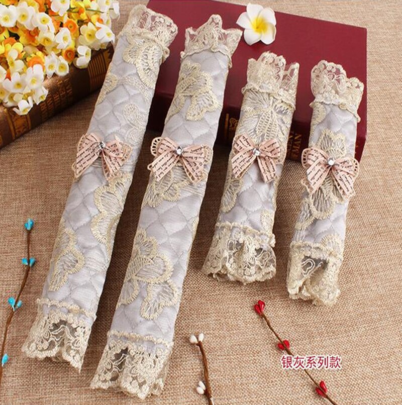 Cubierta de manija de encaje, cubierta de perilla de puerta, guantes de algodón para refrigerador, accesorios de herramientas para el hogar, cubierta de manija de puerta de nevera de doble puerta