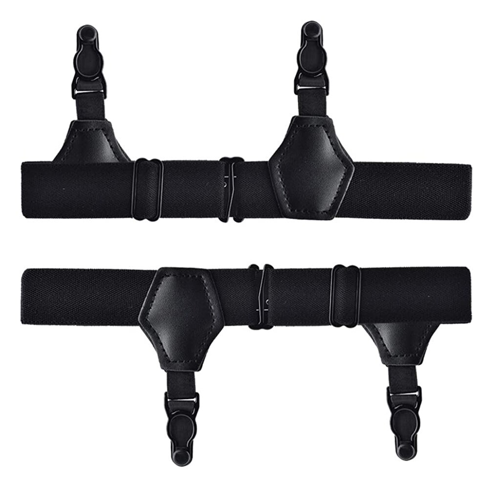 2pcs Black Sock Garters Belt for Men Women Thick Thin Socks Adjustable Elastic Non-Slip Clips Suspenders Braces Holders Hold-Up: Double Clips