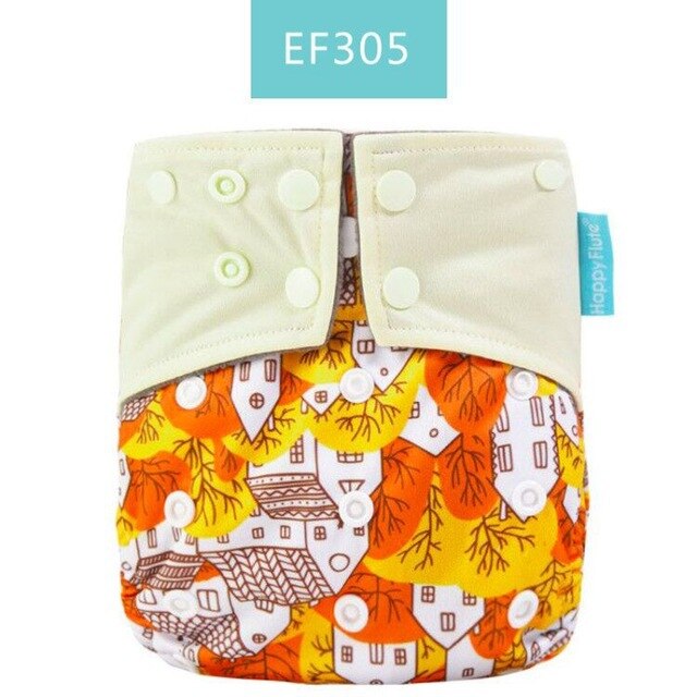 Happy Flute Organic Bamboo Cotton Night Use AIO Cloth Diaper Heavy Wetter Over Night Baby Diapers Fit 3-15kg Baby Two start: Smt022-ef305