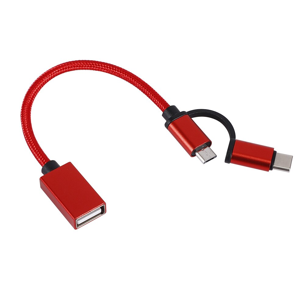 Type -c 2- in -1 otg micro usb type-c weeft een twee-in-één otg-adapter mini usb-kabel: Rood