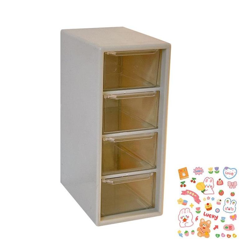 Desktop Organizer with 4 Drawers Storage Cabinet Organizer Mini Transparent Cabinets Drawers Plastic Jewelry Box/Cosmetic: green