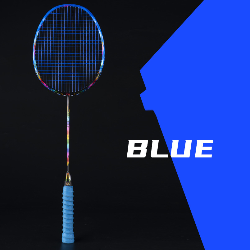 Ultra-light 4U Badminton Racket Full Carbon Fiber Resistant G5 Middle Shot High Pound Offensive And Defensive Single Shot -40: Blue