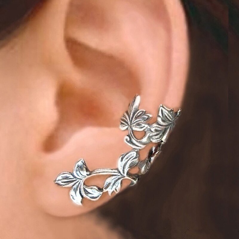 Pendientes con Clip de hojas para mujer, Niña y señora, sin Piercing, joyería, 1 ud.: Default Title