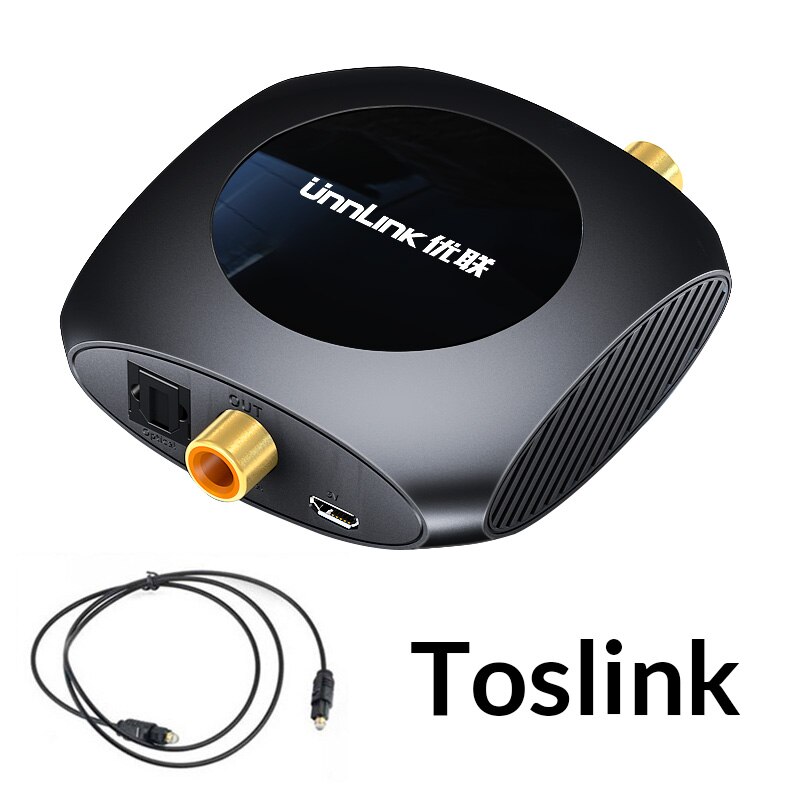 Unnlink Optical Toslink To Coaxial Bidirectional Audio Converter HiFi 5.1 DTS Dobly AC-3 192KHZ SPDIF Coaxial to Toslink for TV: with Toslink / UK PLUG