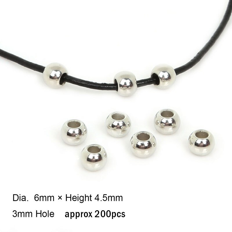 30-200 sztuk złota/rod/Gun metalowe plastikowe CCB Big Hole Spacer Looose koraliki do tworzenia biżuterii Dia 4mm,6mm,8mm,10mm,12mm: 6mm rhodium