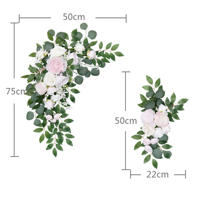 Guirlande artificielle pour arc de mariage, 2 pièces/ensemble, accessoires, carte de bienvenue, décor de panneau mural Floral, Arrangement de rangée de fleurs, exposition de fenêtre: 12-13