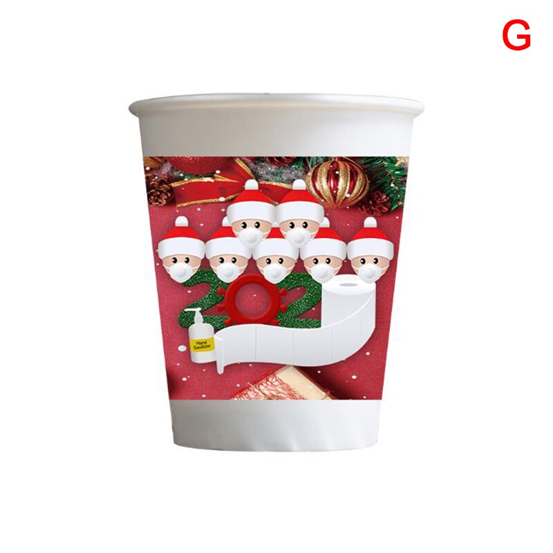 Lot de 5 gobelets en papier imprimés « joyeux noël » pour décoration de table jetable, fournitures de fête, noël, anniversaire: G