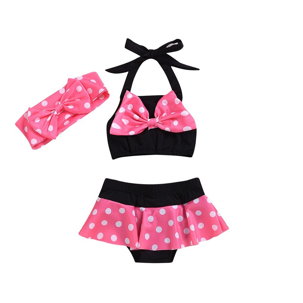 Baby Kids Girl Summer Ruffle Suspender Dot Printed Bikini Swimwear Swimsuit Set Printed Bodysuit Maillots de bain pour enfants#2: 12M