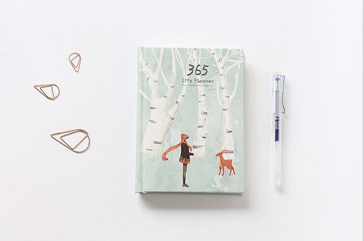 Enkel og frisk 365 hånds hovedbog tidsplan plan hardcover farve side inde i notesbog: Fawn