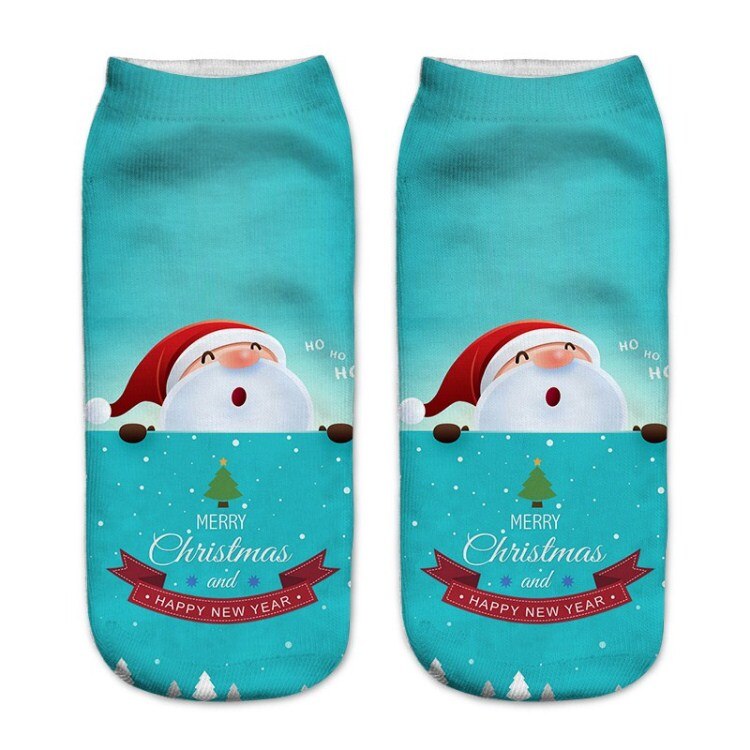 Kvinner 3d printin julesokker unisex tegneserie elg snømann santa sokker kvinner low cut ankel julesokker calcetines mujer -086: 17