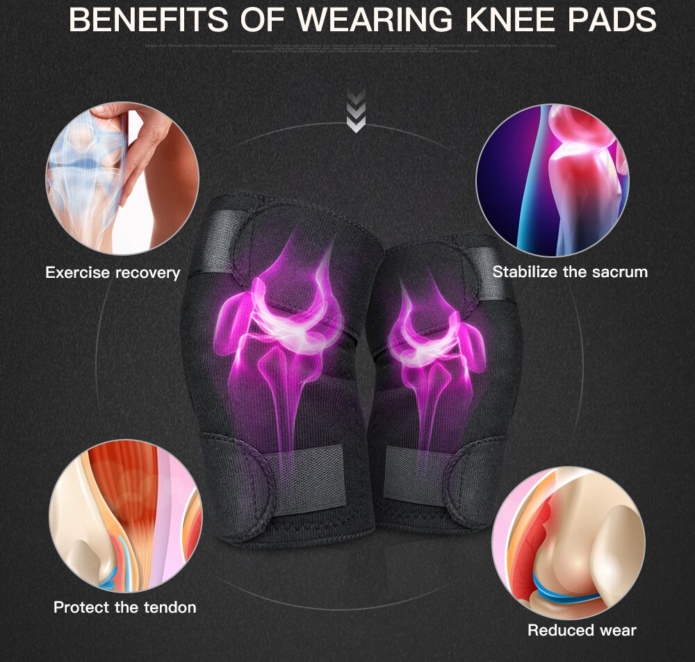 1 Pair Tourmaline Self Heating Knee Pads Magnetic Therapy Kneepad Pain Relief Arthritis Brace Support Patella Knee Sleeves Pads