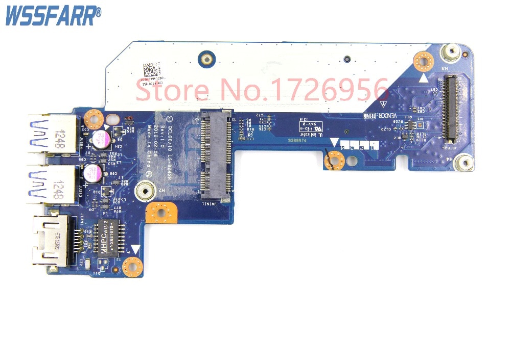 Original FOR Dell 17R 7520 USB Ethernet LAN Connector Board with mSATA port QCL00/10 LS-8242P 0N7JHH N7JHH