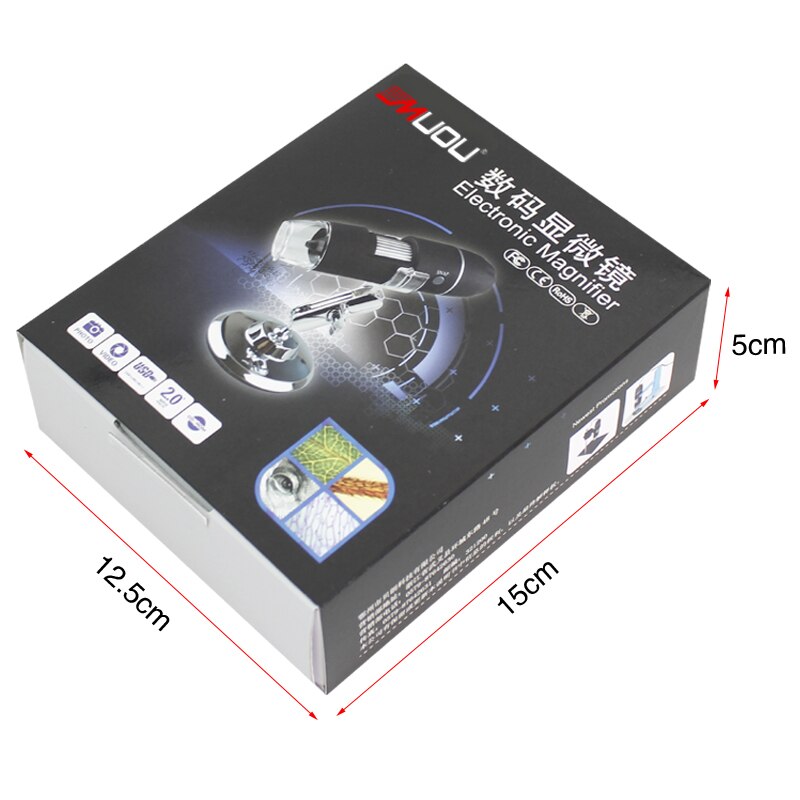 MUOU microscopio ingrandimento 200X lente di ingrandimento Elettronico microscopio digitale portatile microscopio USB + misura