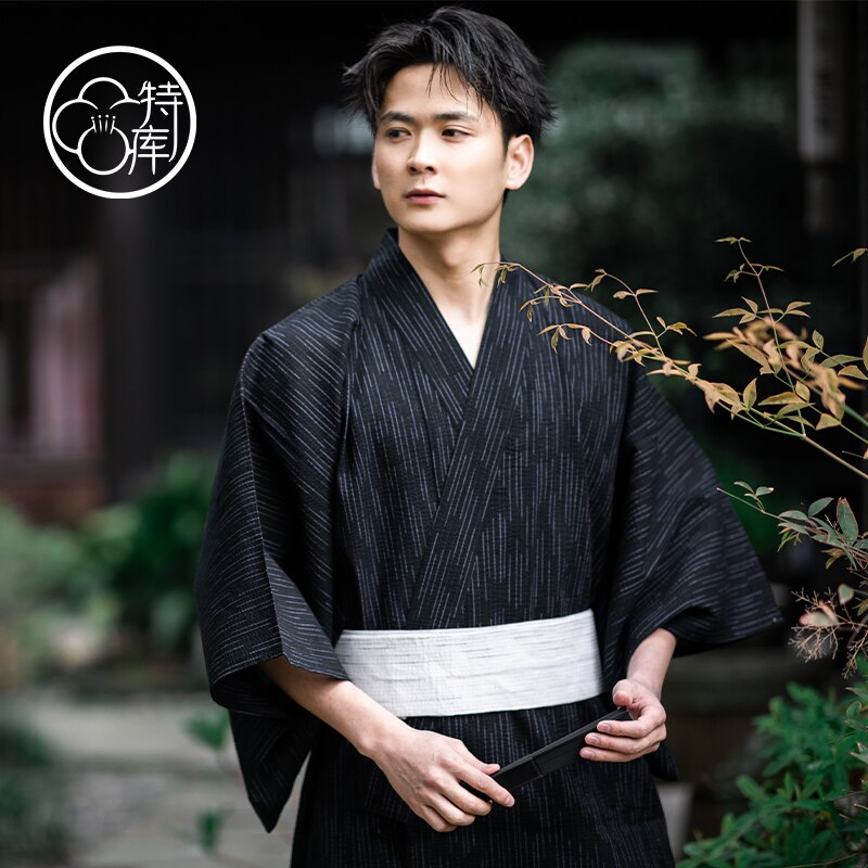 Traditionele Japanse Kimono Mode Yukata Zomer Mannen Lange Gewaden Met Riem 95% Katoen Pyjama Set Mannelijke Nachtkleding Badjas
