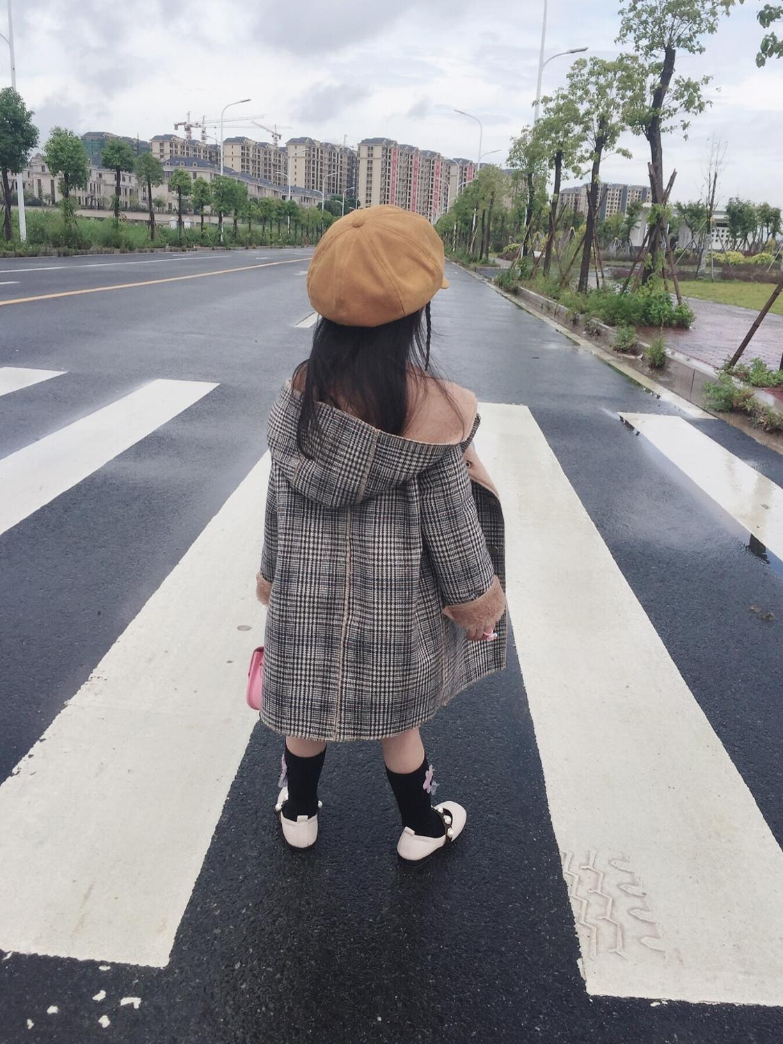 Abrigo de lana para niñas de 3 a 12 años, chaquetas gruesas y cálidas con capucha, ropa de invierno a cuadros, chaqueta de lana