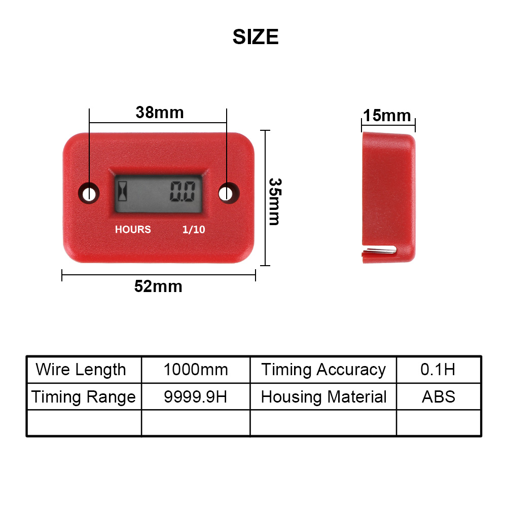 Engine Gauge Hour Meter Digital Hour Meter LCD Display Waterproof For Motorcycle ATV Gasoline Marine Snowmobile Portable