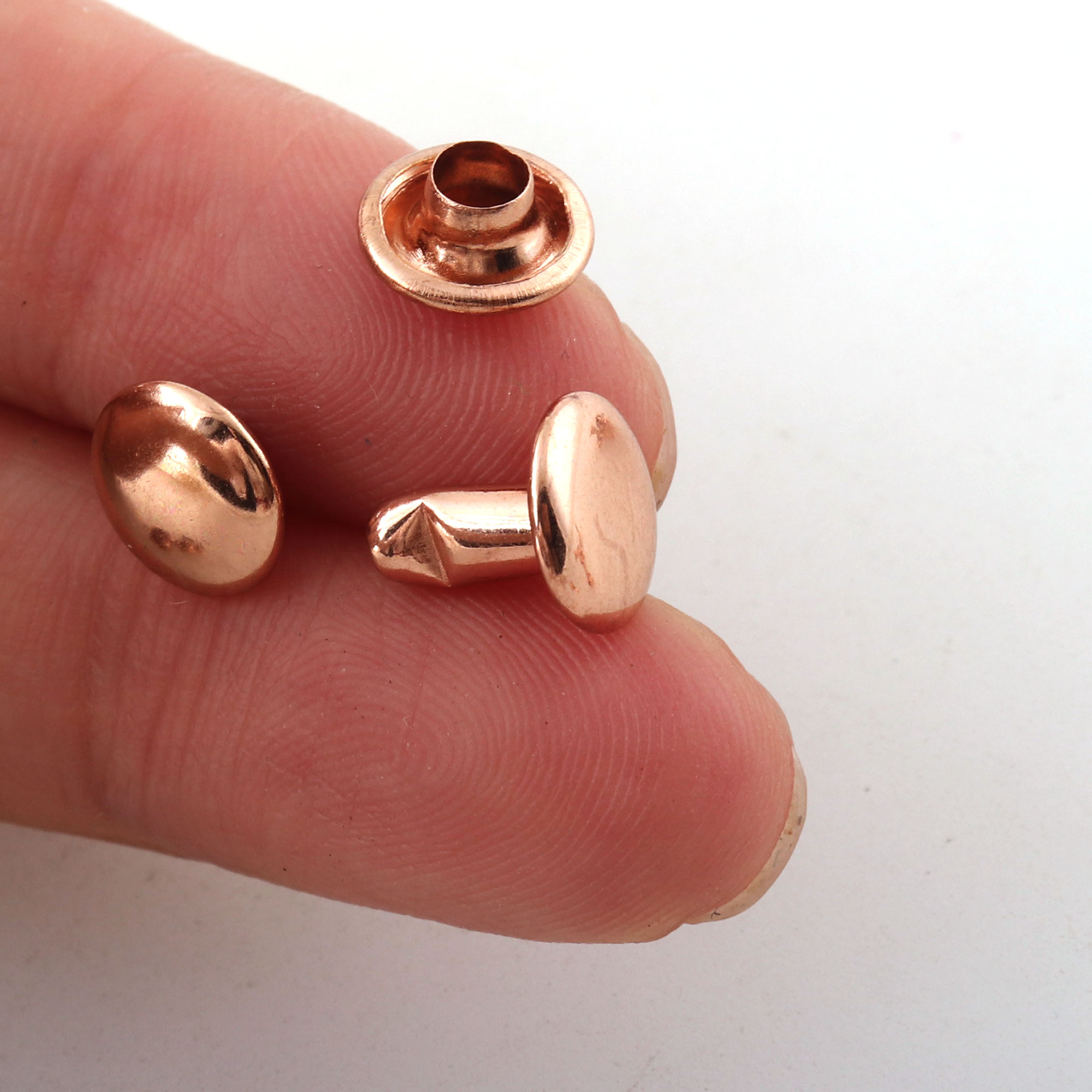 Rose Gold Rivet Studs Double Caps Rivets for Leather and Crafts Round Rapid Rivet Metal Buttons Used in Belts Leathers Bags 8 mm