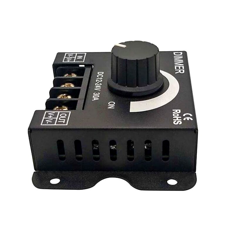Knob Switch Aluminum Single Color LED Dimmer DC 12V 24V 30A Adjustable Brightness PWM Dimming Controller For LED Strip Lights