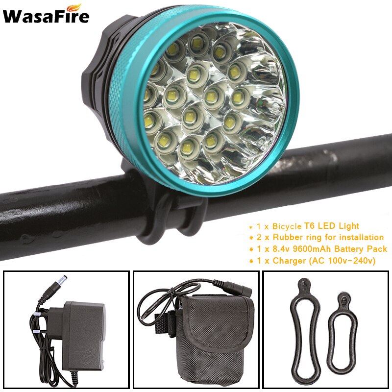WasaFire 40000 Lumen 16* T6 LED Bike Light MTB Bicycle Front Light Super Bright Cycling Lamp Headlight Night Riding Light: Blue