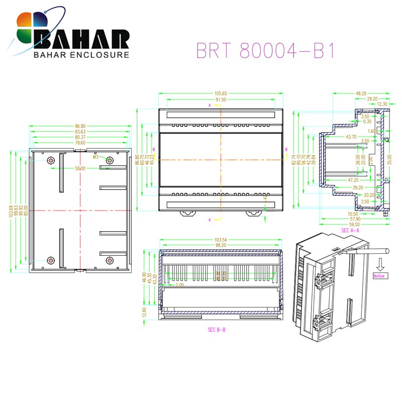 Din rail plastic enclosures small ABS junction box for electronic diy custom PLC housing for electronics project box 106*87*60mm